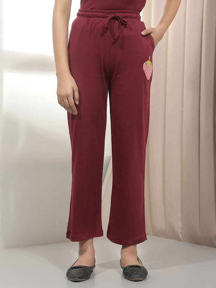 Maroon Embroidery Trackpants