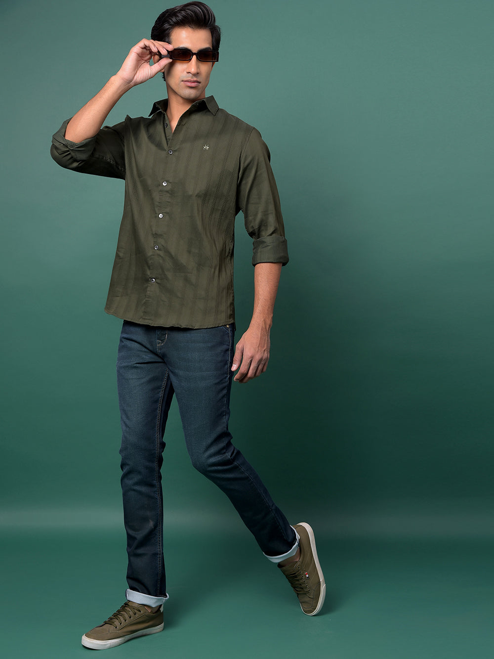 Green Vertical Stripes Shirt