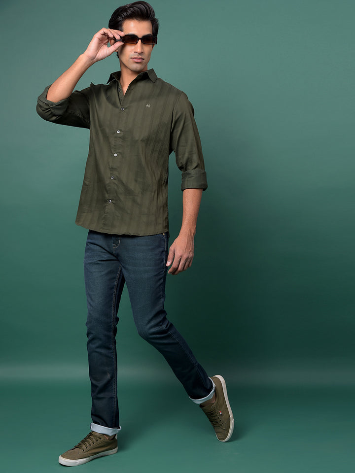 Green Vertical Stripes Shirt