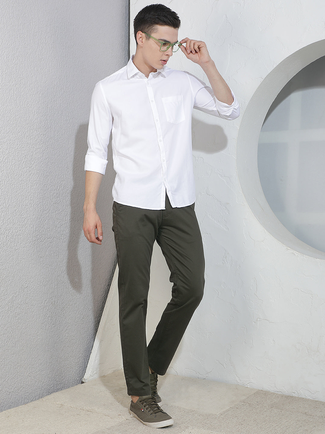 Refined Deep Olive Straight Trousers