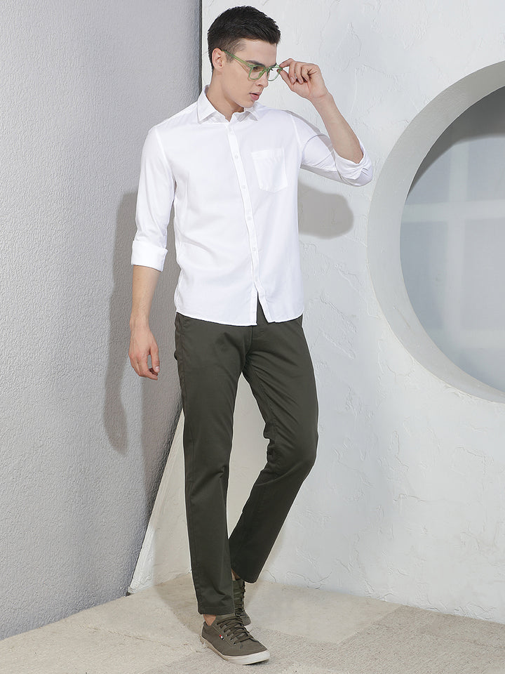 Refined Deep Olive Straight Trousers