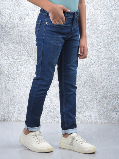 Stylish Dark Slim Fit Blue Jeans