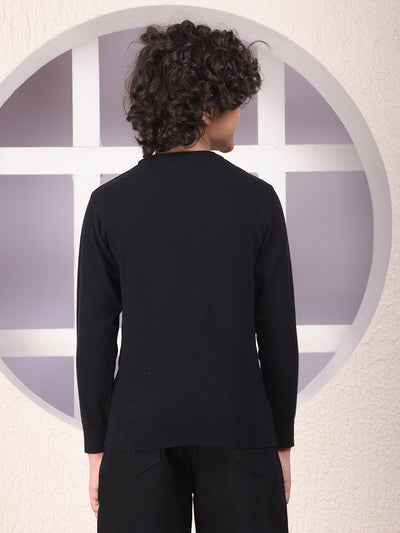 Minimal Black Jacquard Sweater