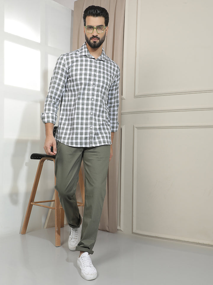 Green 100% Cotton Checked Shirt
