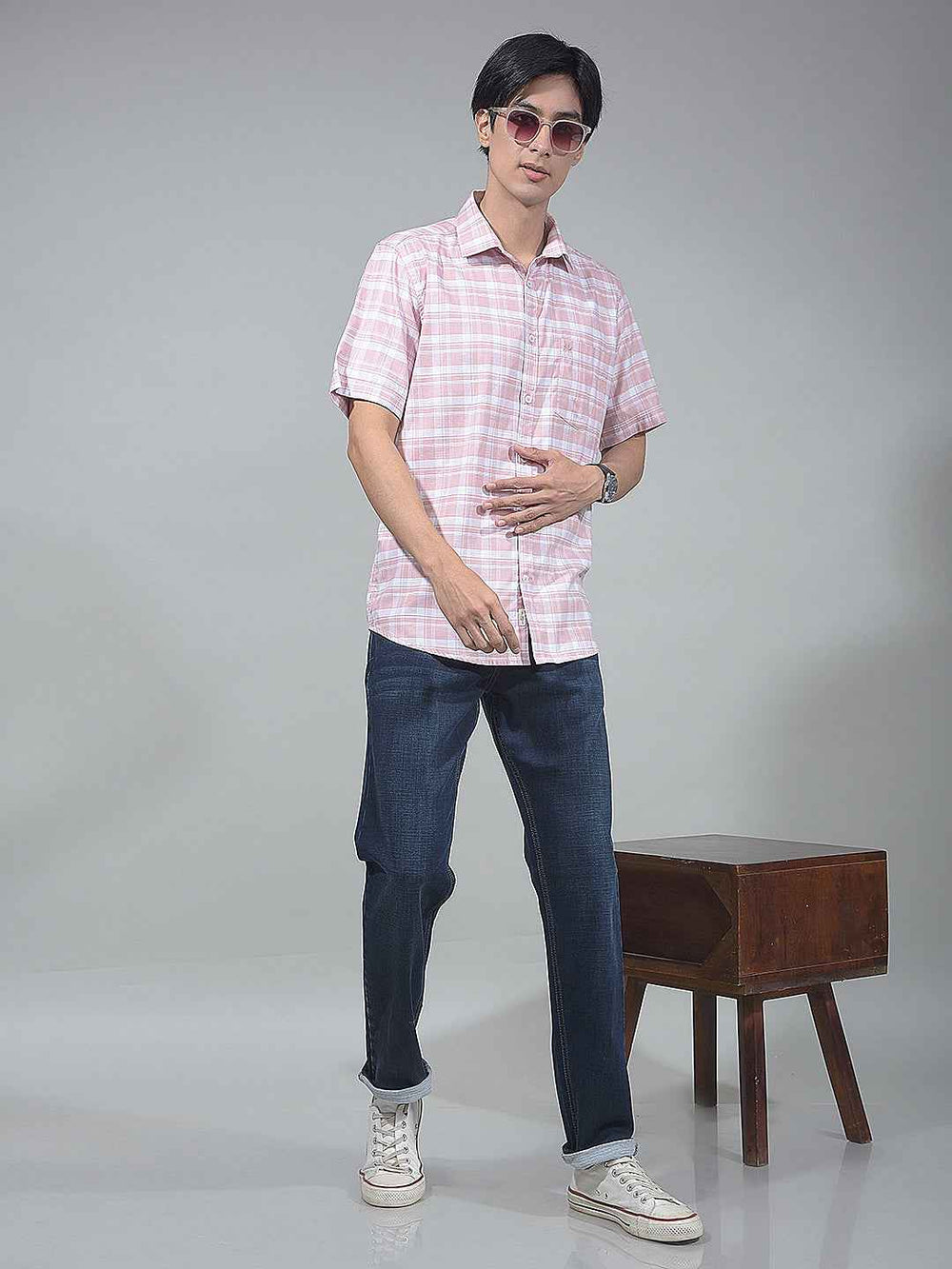 Soft Pink Check Shirt