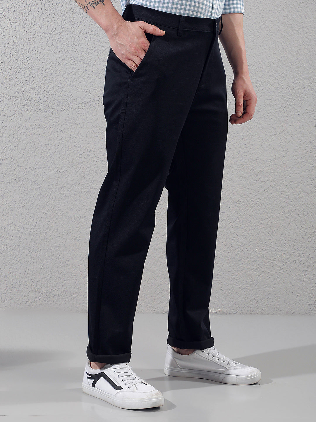 Navy Blue Printed Trousers
