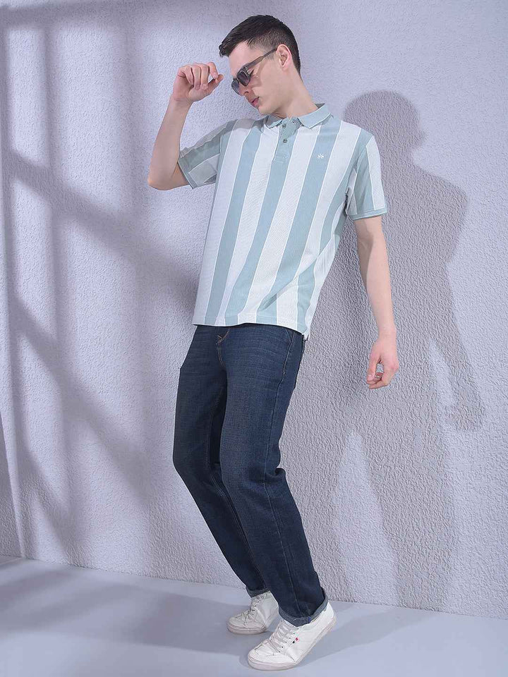 Green Vertical Striped T-Shirt