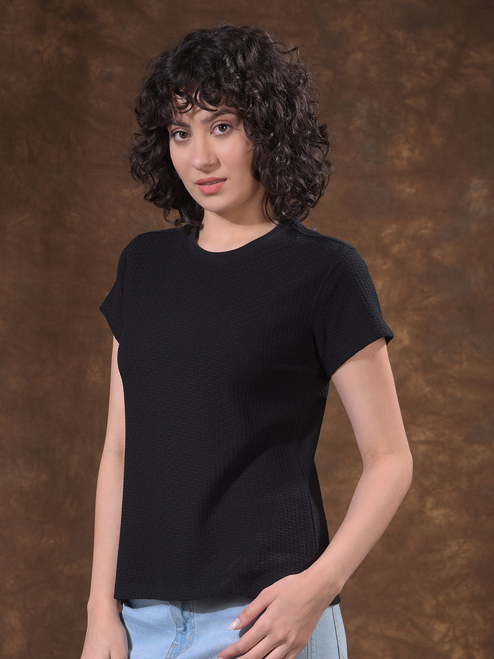 Refined Shadow Black Jacquard T-Shirt