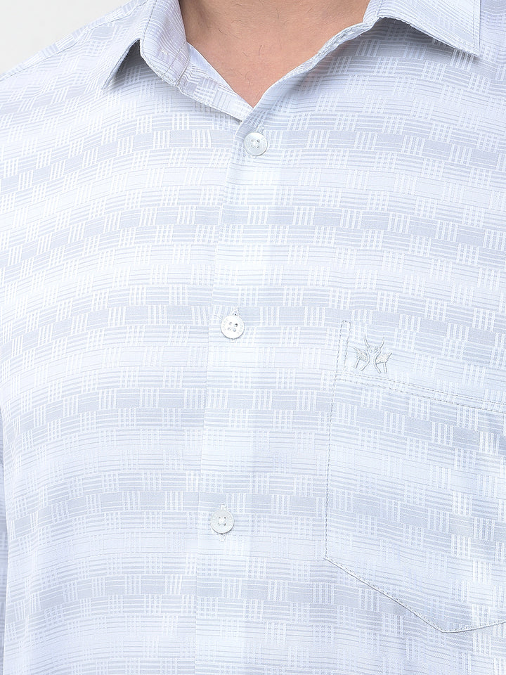 Off White Printed 100% Cotton Shirt