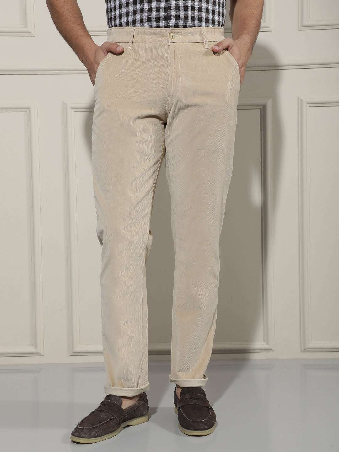 Urban Taupe Beige Corduroy Trousers