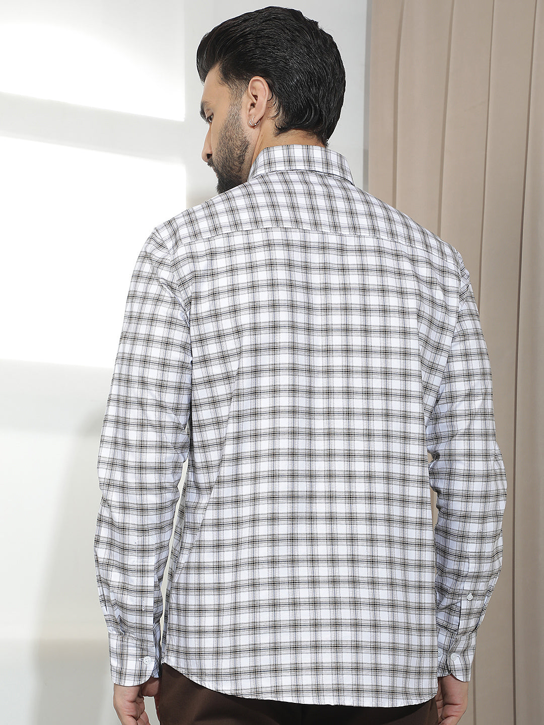 White 100% Cotton Checked Shirt
