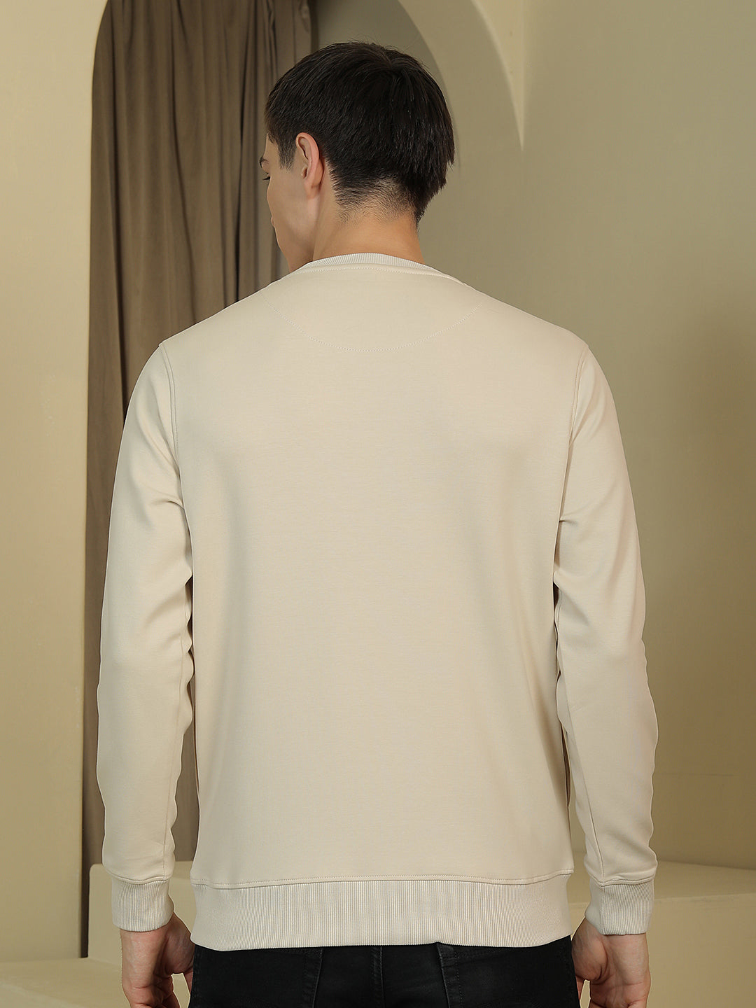 Beige Round Neck Sweatshirt
