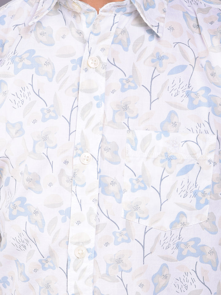 White Floral Print Shirt