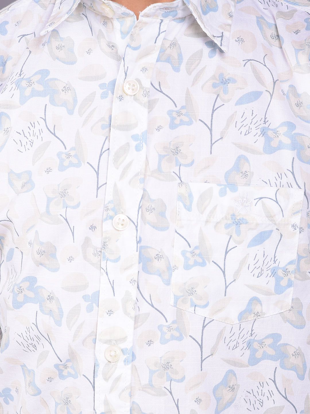 White Floral Print Shirt