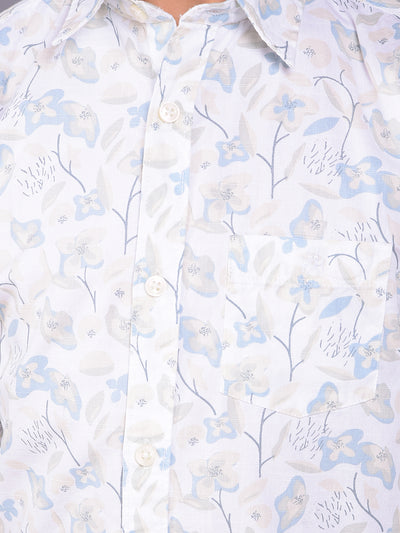 White Floral Print Shirt