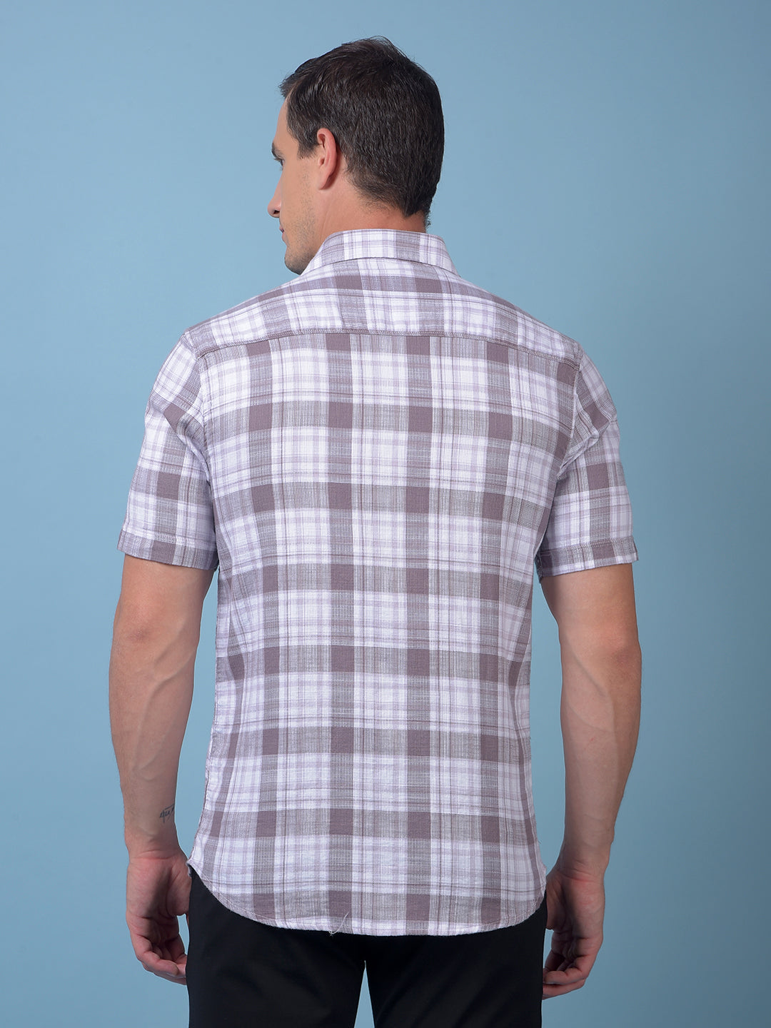 Purple Checked 100% Cotton Shirt
