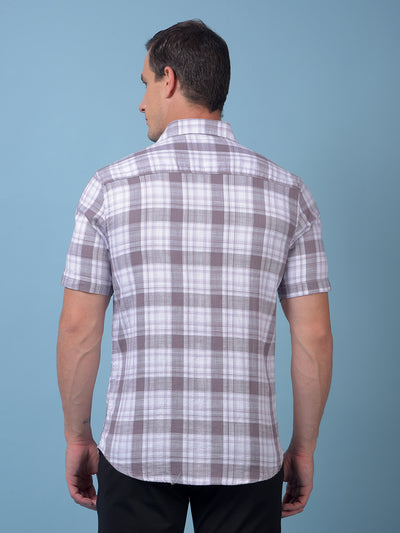 Purple Checked 100% Cotton Shirt