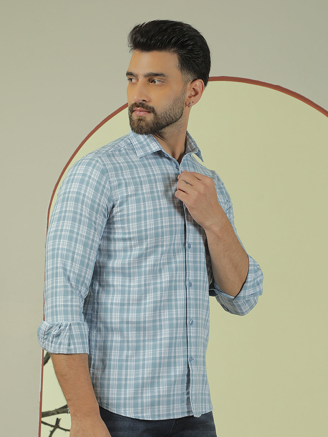 Blue Checked 100% Cotton Shirt