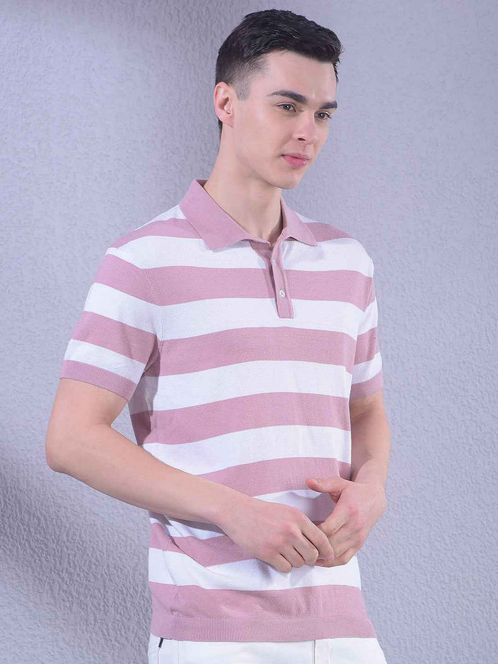 Pink Horizontal Striped T-Shirt