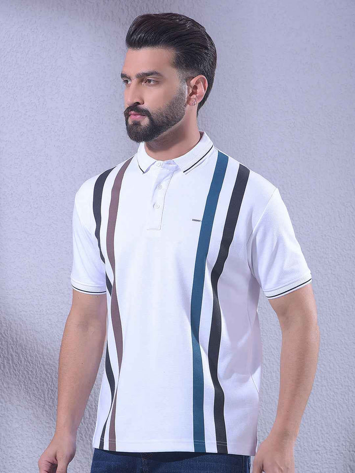 White Vertical Striped T-Shirt