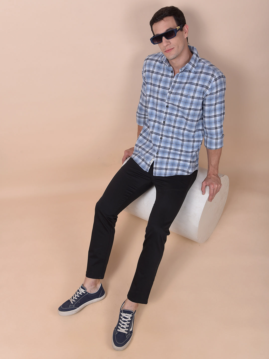 Blue Checked 100% Cotton Shirt