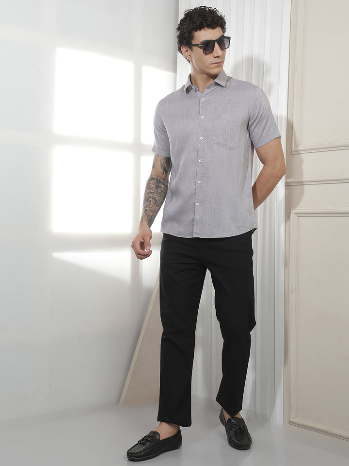 Classic Grey Casual Linen Shirt