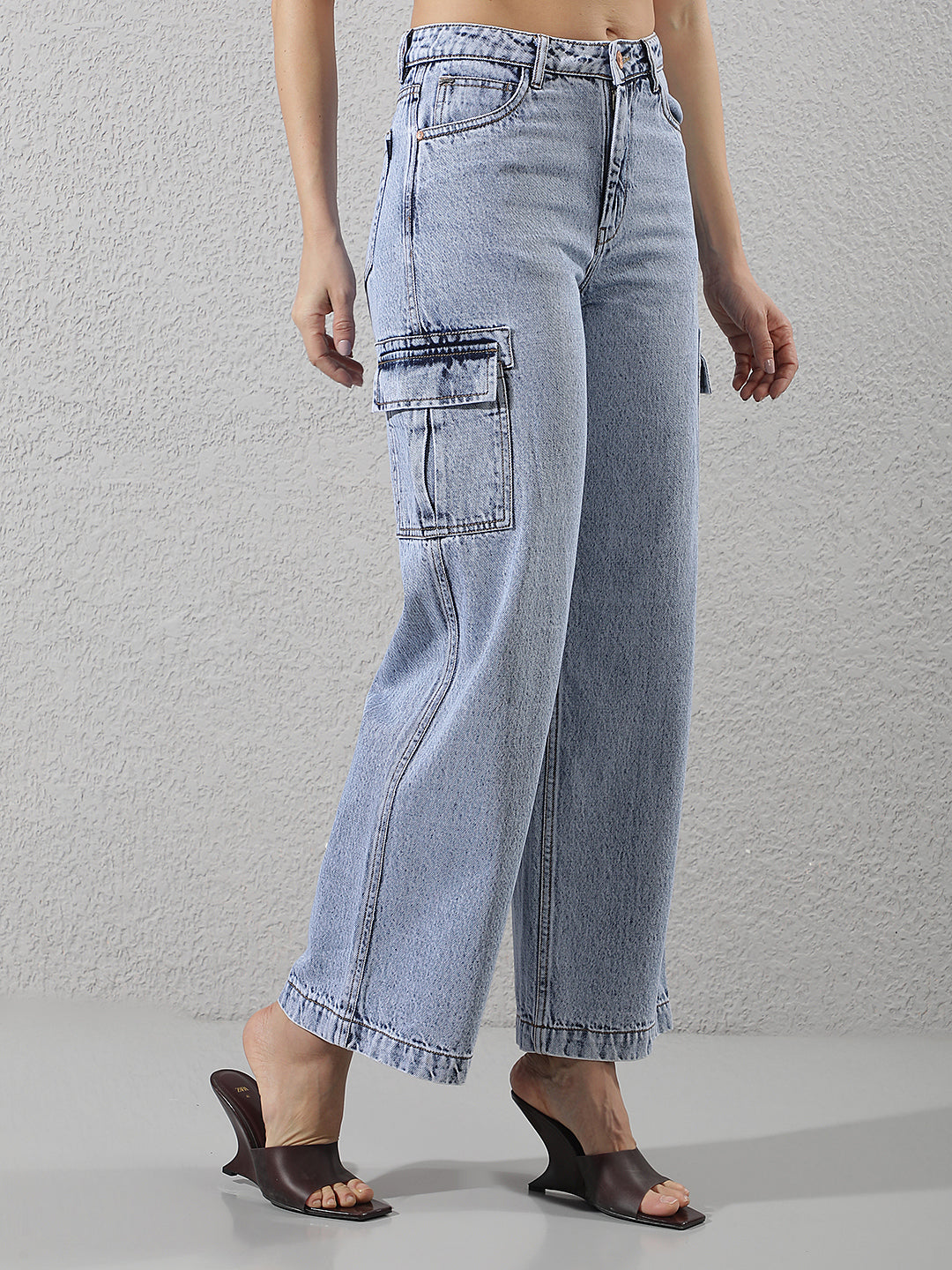 Blue 100% Cotton Cargo Jeans