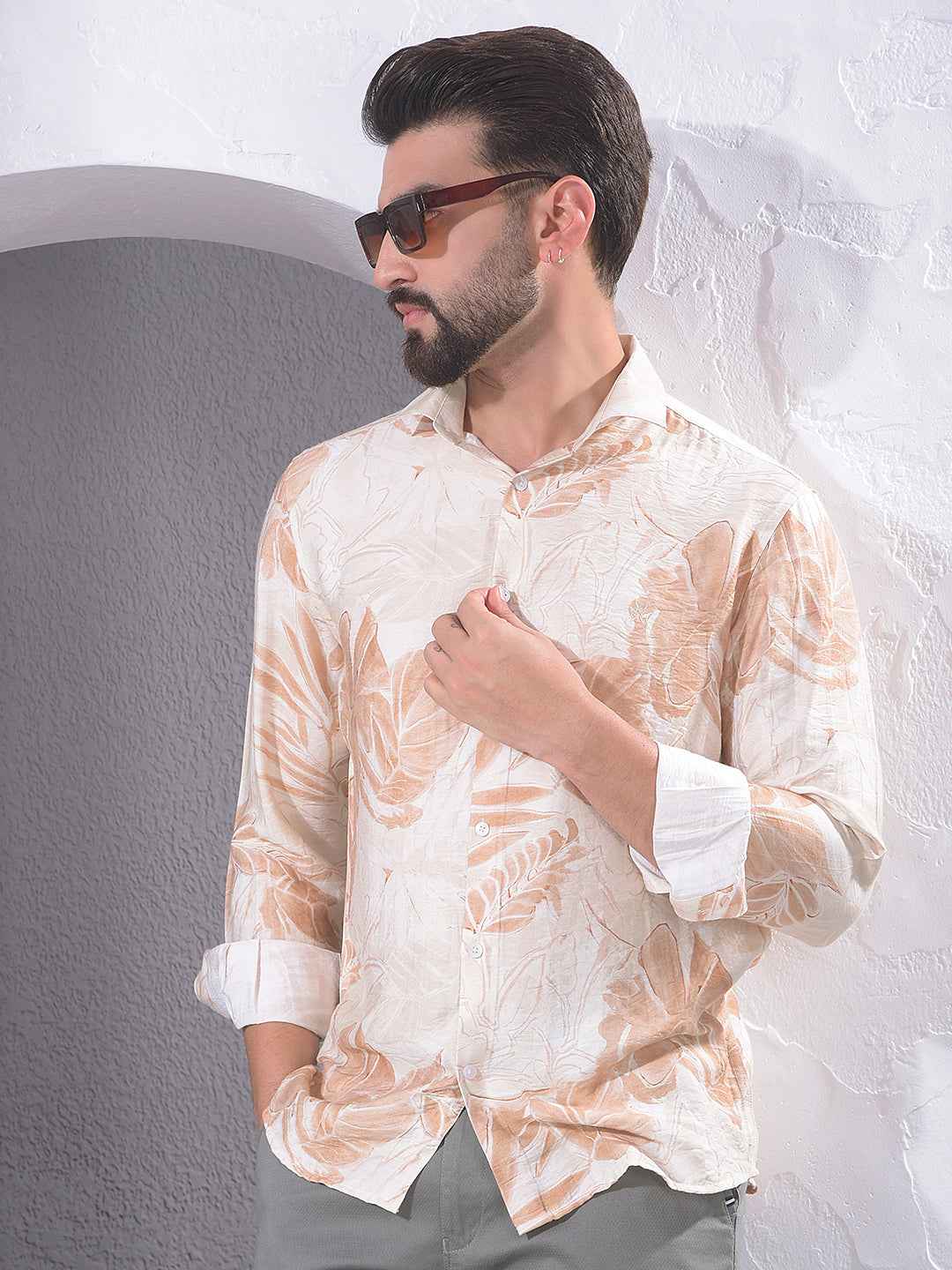 Brown Floral Print Shirt