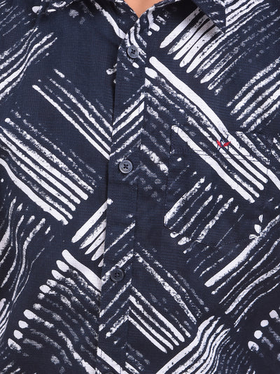 Blue Printed 100% Cotton Shirt