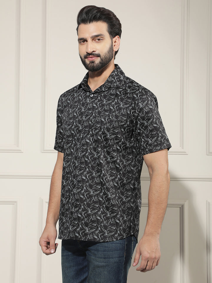 Black Printed 100% Cotton Shirt