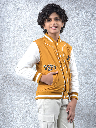 Mustard Color-Block Varsity Jacket