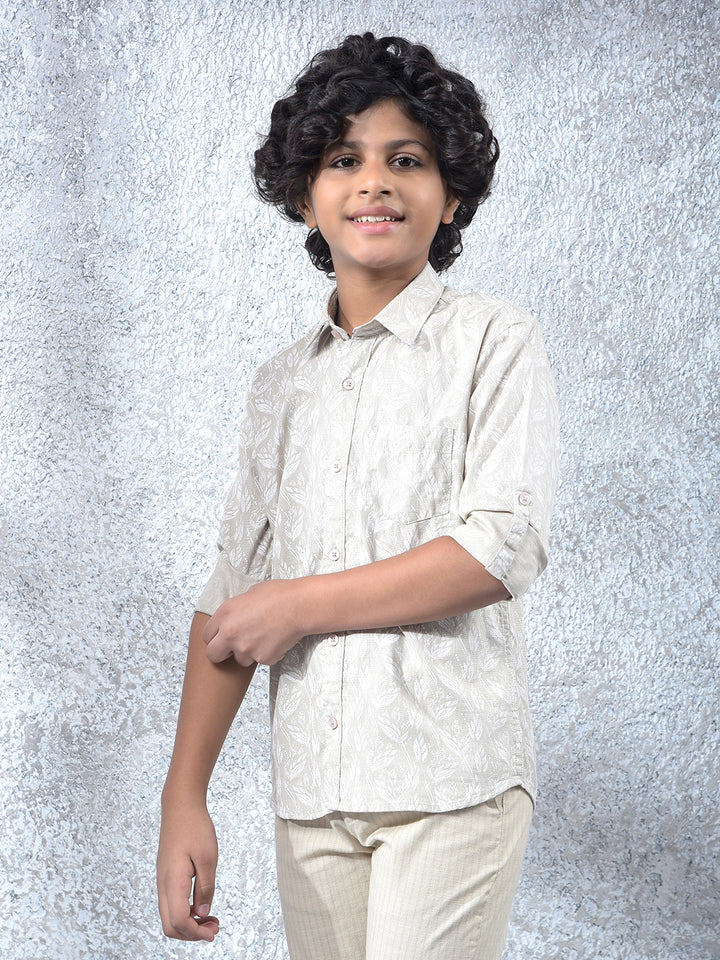 Grey Floral Print 100% Cotton Shirt