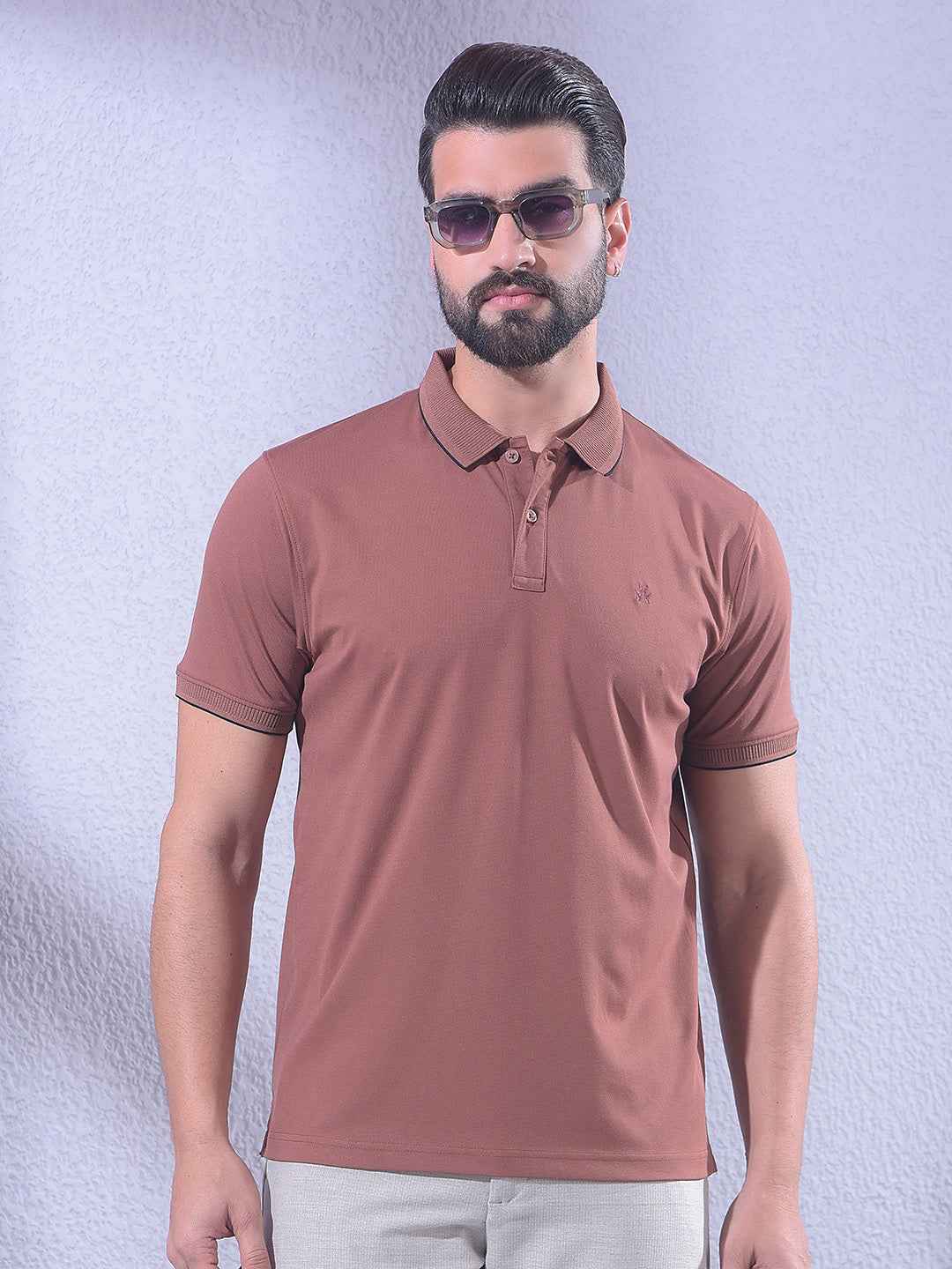 Brown Polo Neck T-Shirt