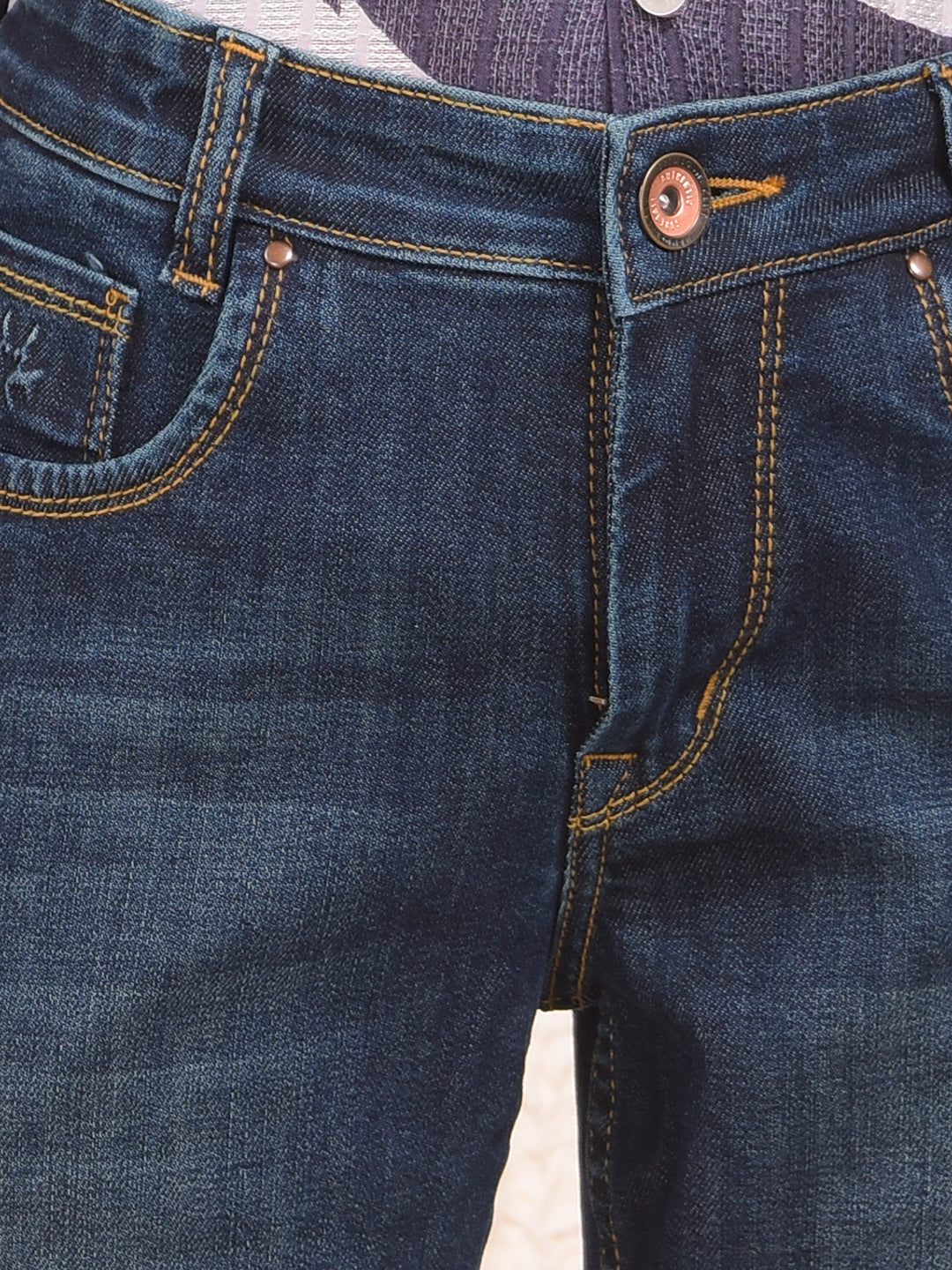 Casual Dark Blue Dark Wash Jeans