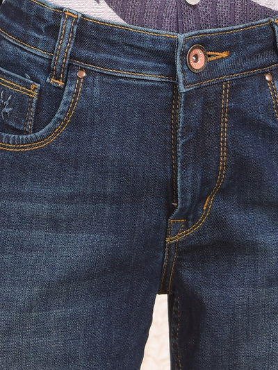 Casual Dark Blue Dark Wash Jeans