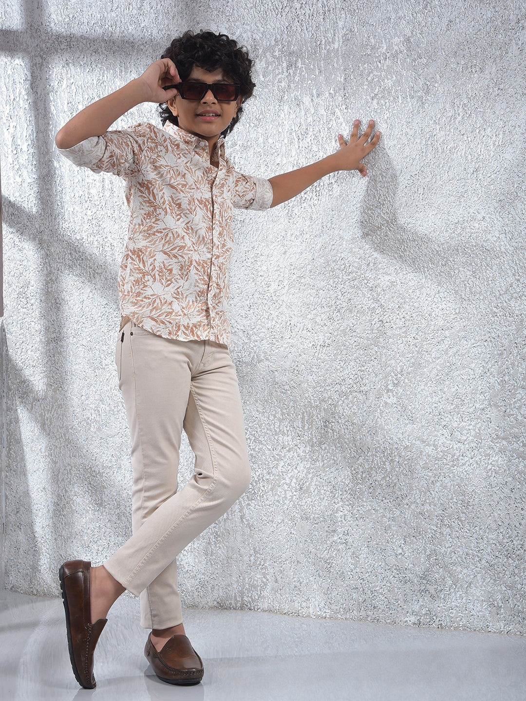 Brown Floral Print 100% Cotton Kurta
