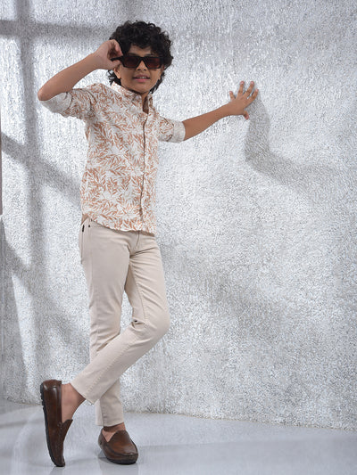 Brown Floral Print 100% Cotton Kurta