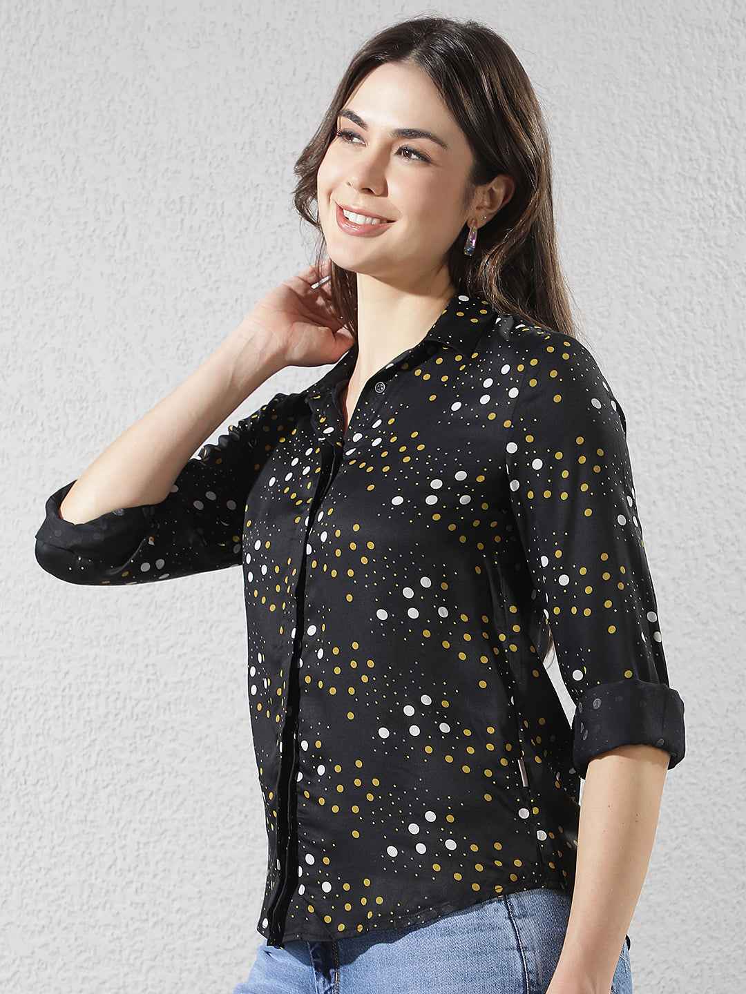 Black Printed Modal Shirt