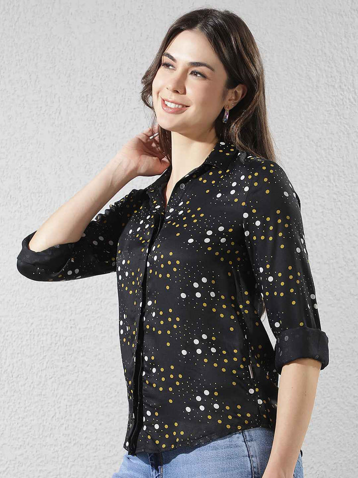 Black Printed Modal Shirt