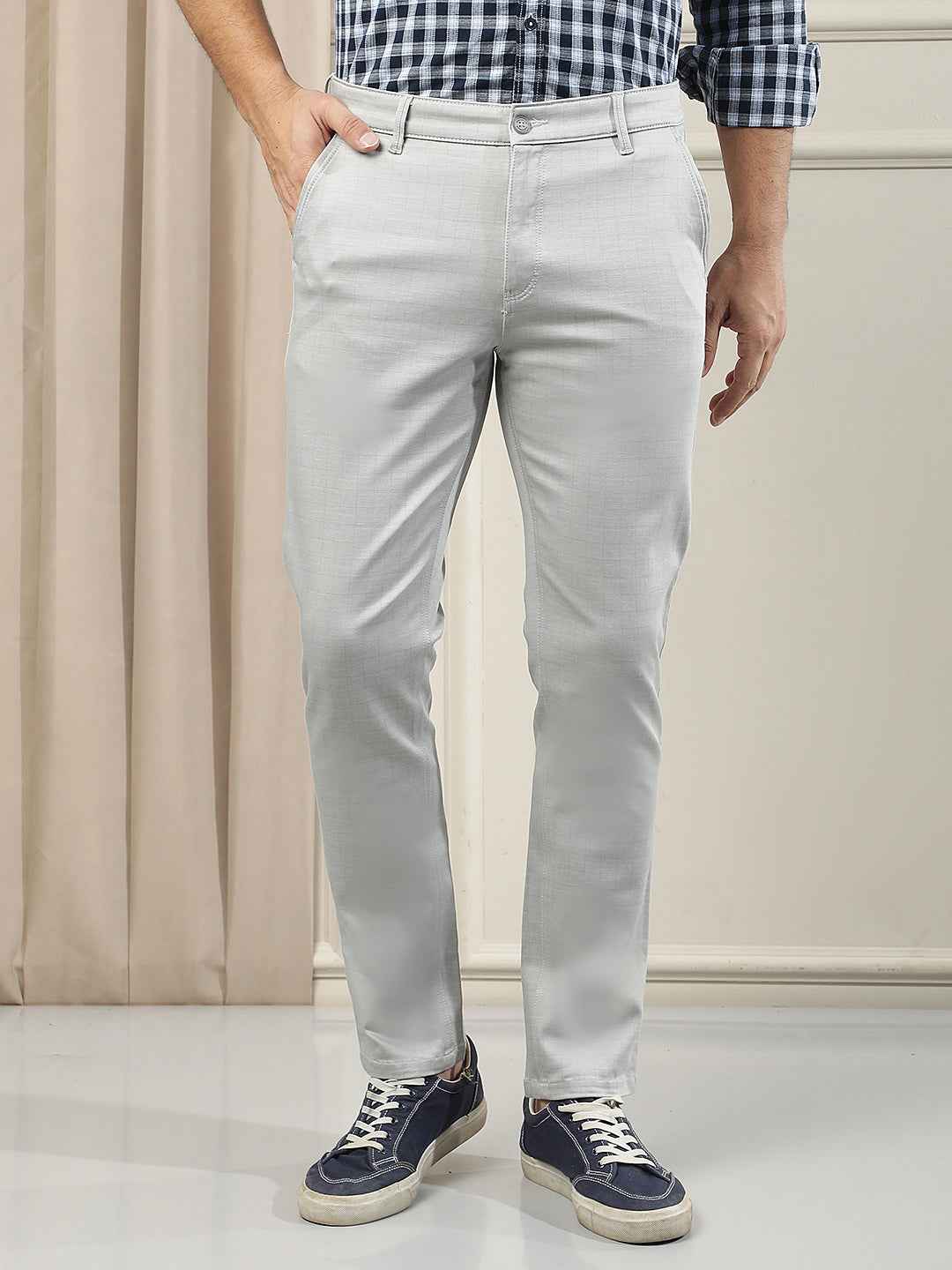 Grey Checked Trousers