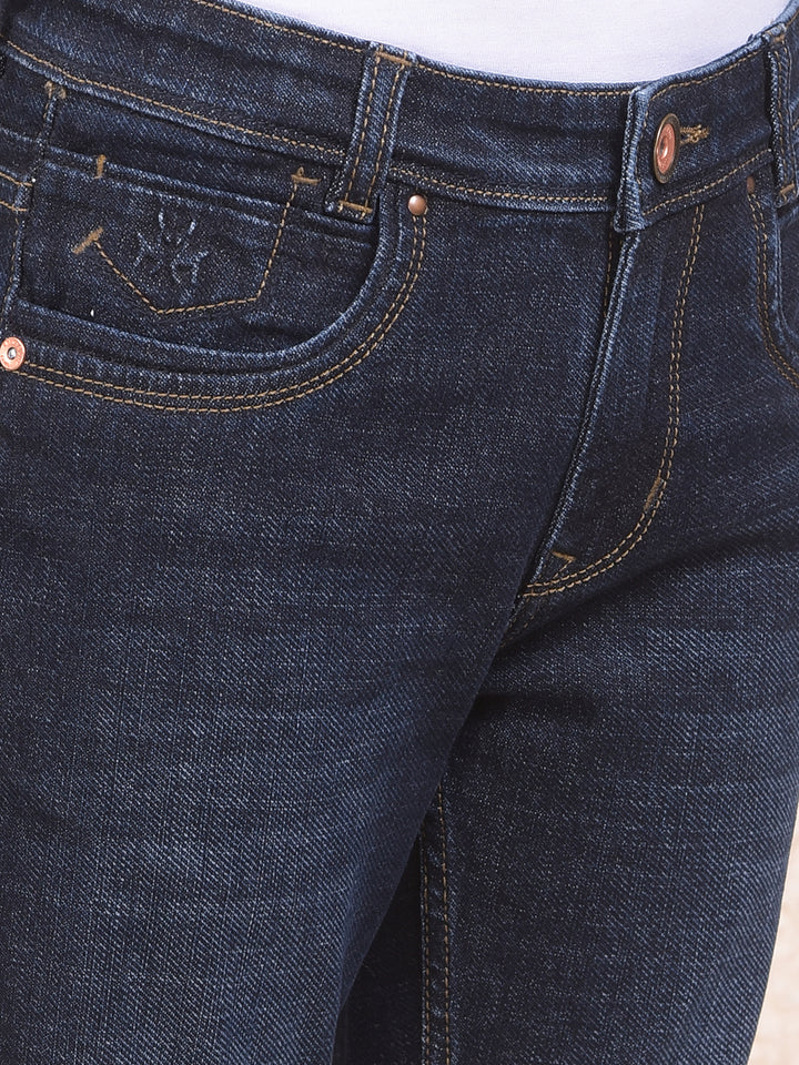 Sleek Dark Wash Slim Fit Blue Jeans