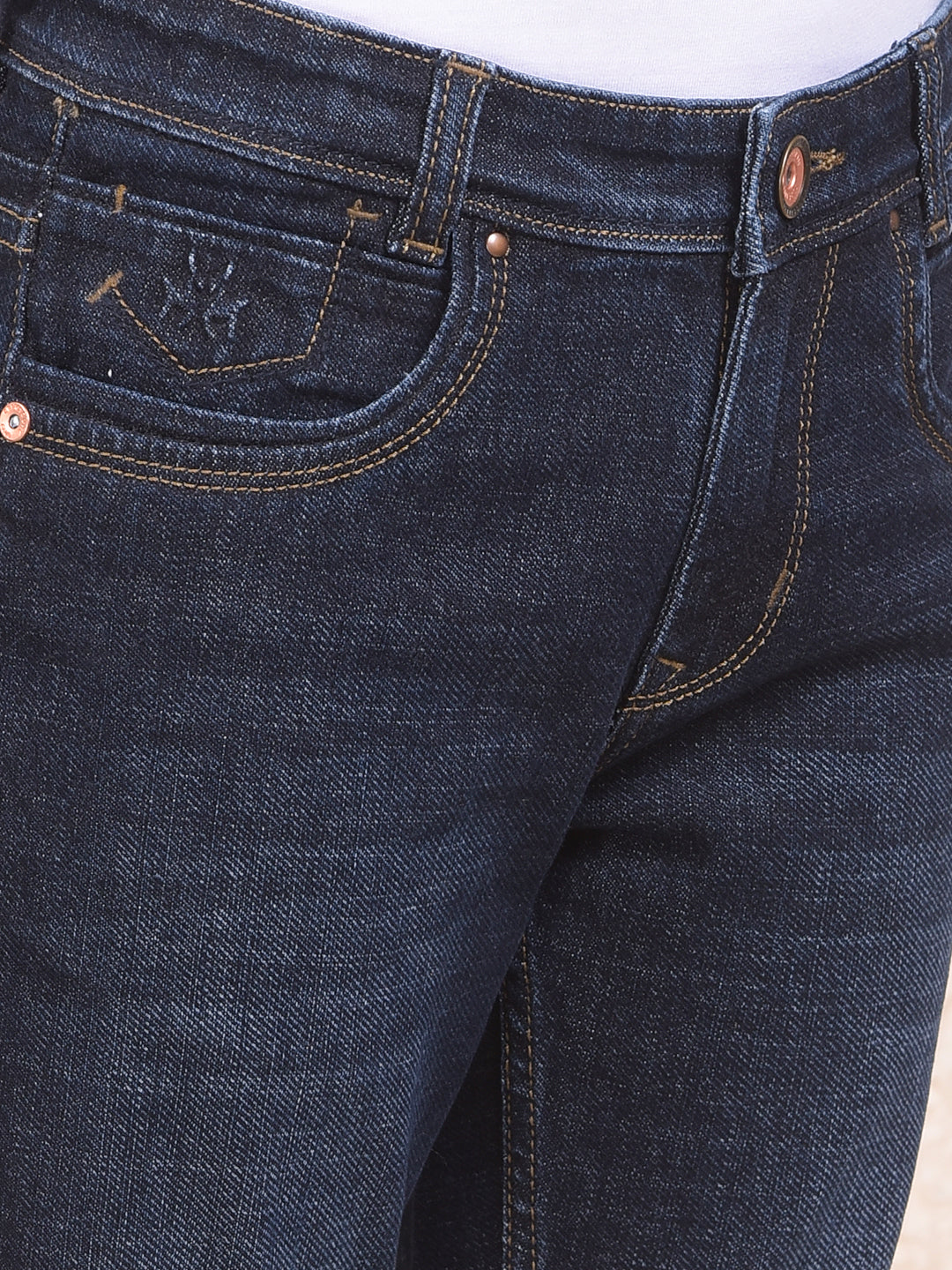 Sleek Dark Wash Slim Fit Blue Jeans