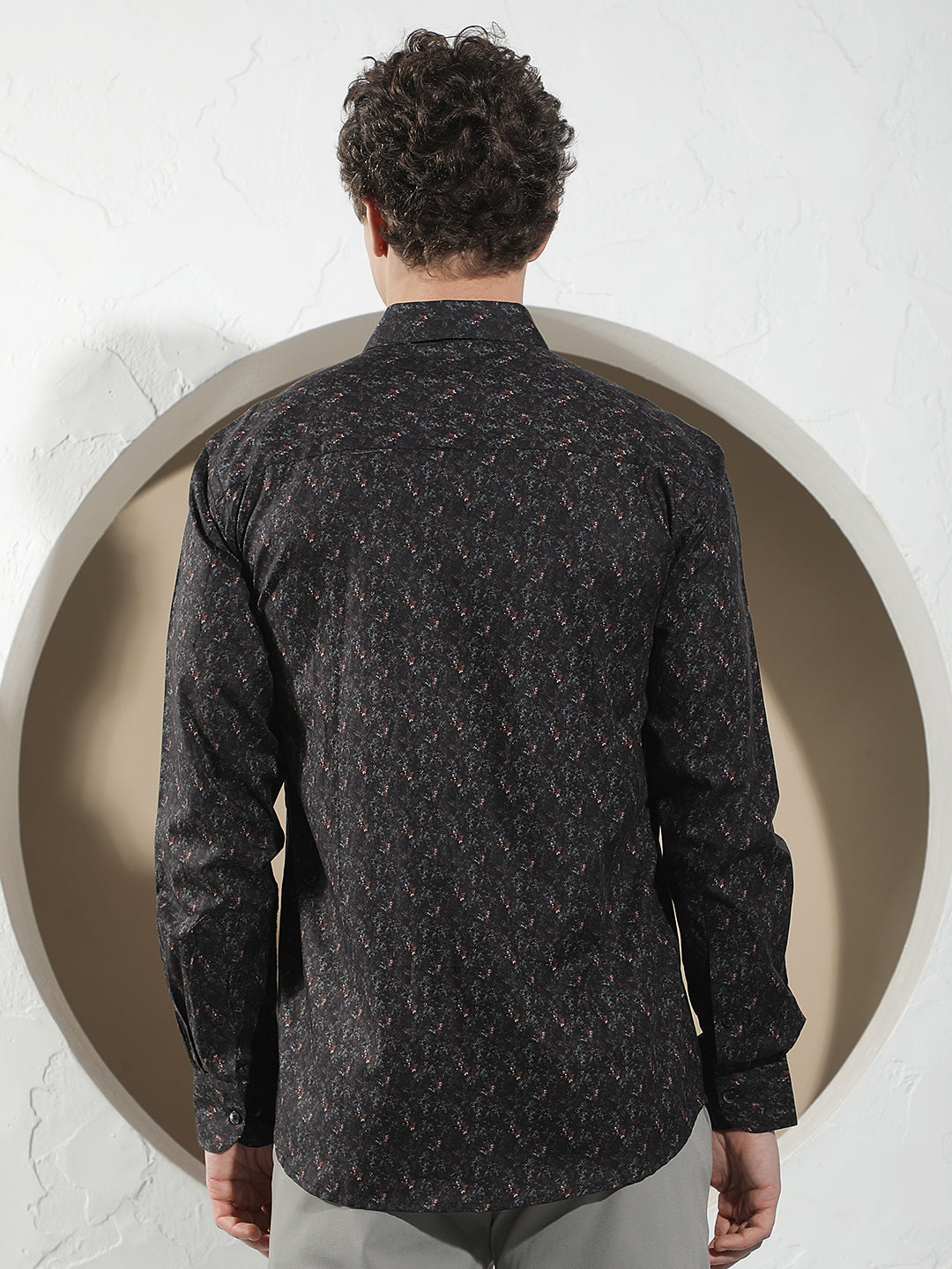 Black Floral Print 100% Cotton Shirt