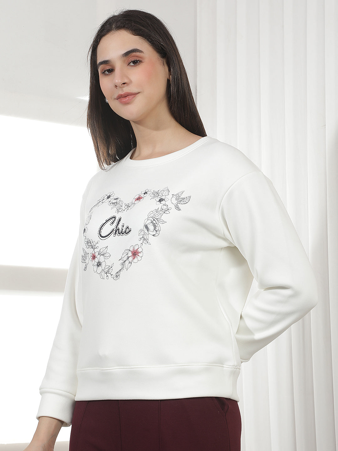 White Graphic Print Sweatshirt
