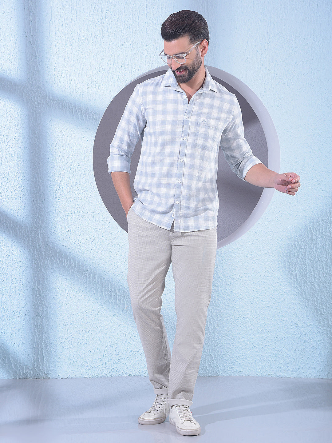 Grey Checked 100% Cotton Shirt