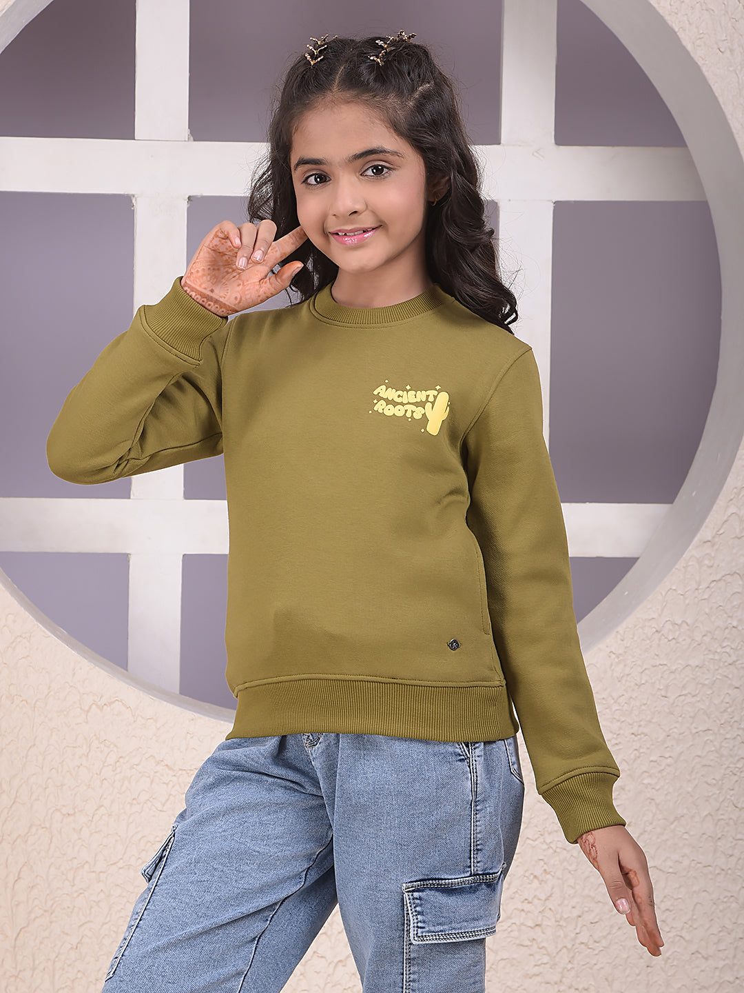 Pastel Pop Relaxed Olive Sweatshirt