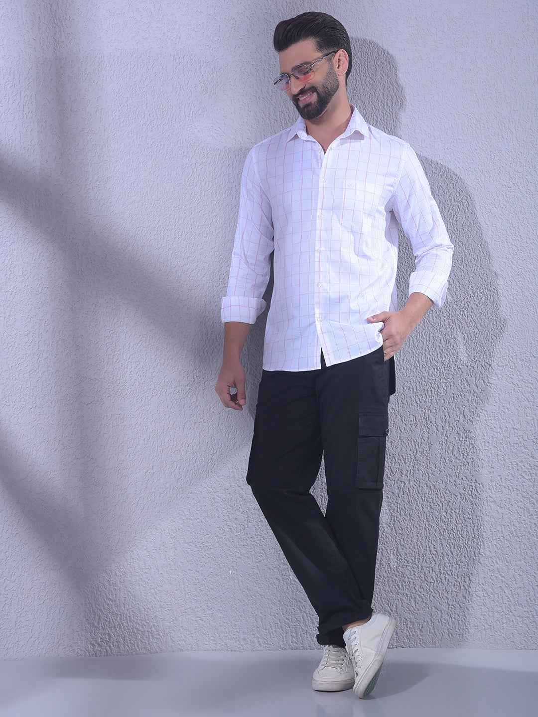 White Checked 100% Cotton Shirt