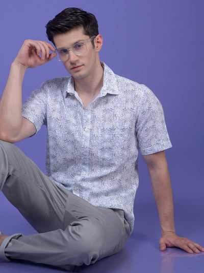Grey Floral Print Shirt