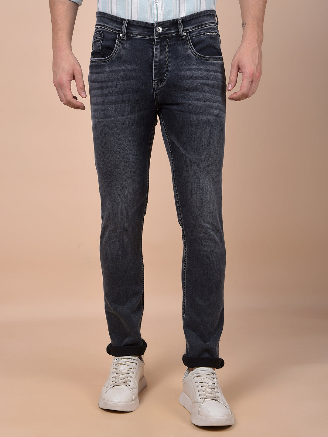 Classic Grey Comfort Fit Straight Jeans