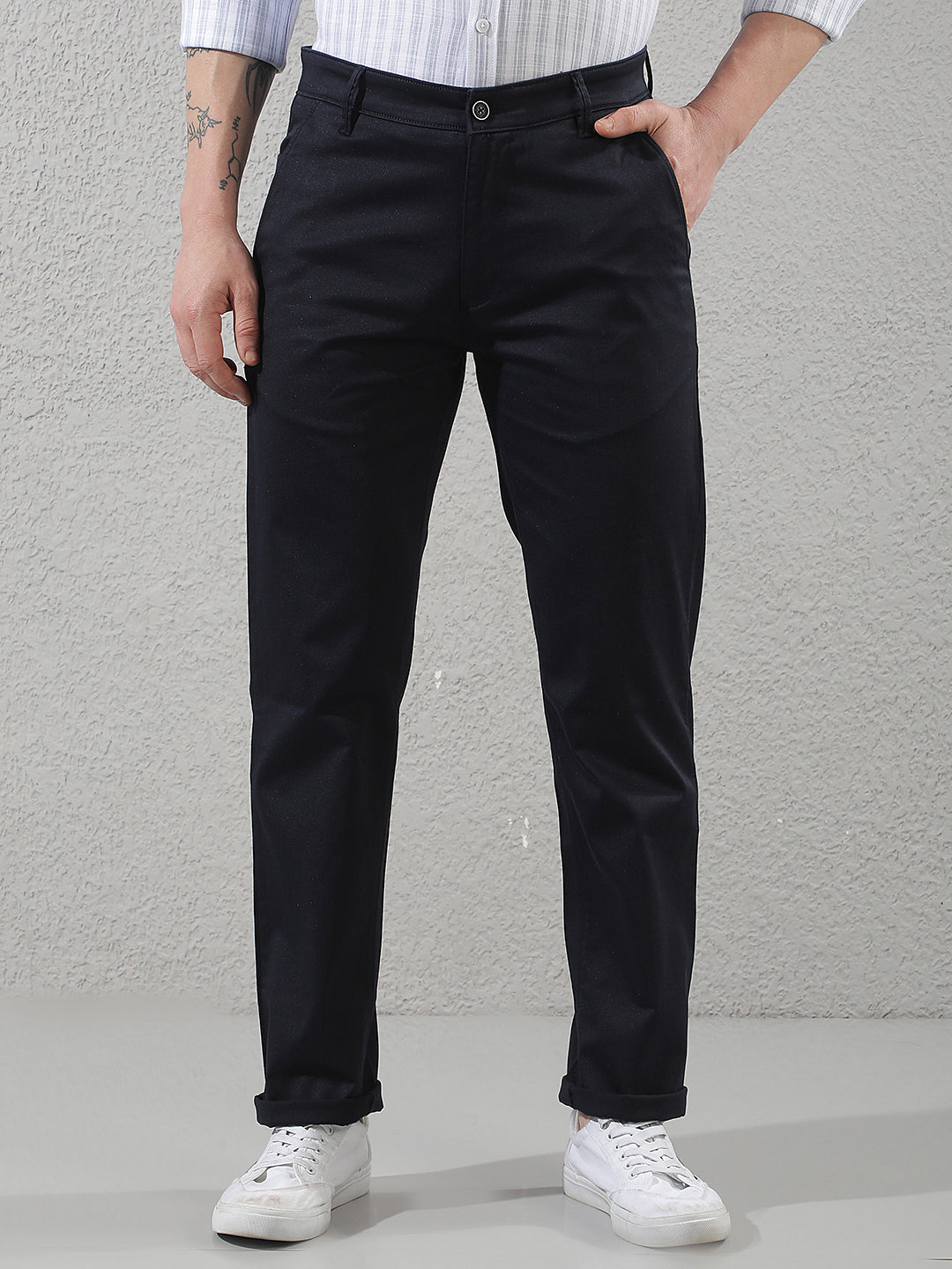 Navy Blue Straight Trousers